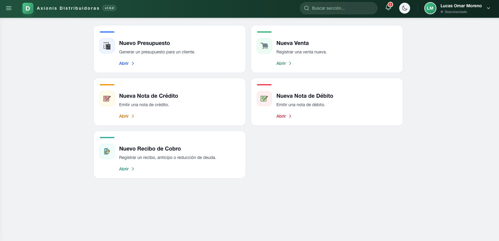 Módulo de comprobantes en Axionis Distribuidoras